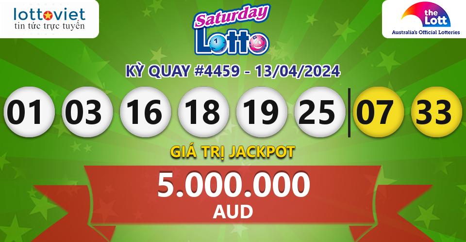 Cập nhật kết quả xổ số Úc Saturday Lotto hôm nay ngày 13/04/2024