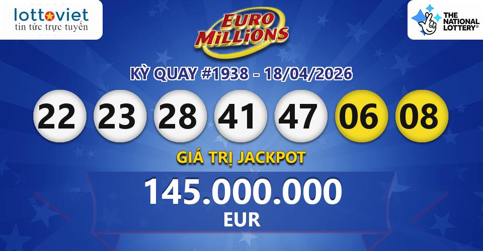 Cập nhật kết quả xổ số châu Âu EuroMillions hôm nay ngày 18/04/2026