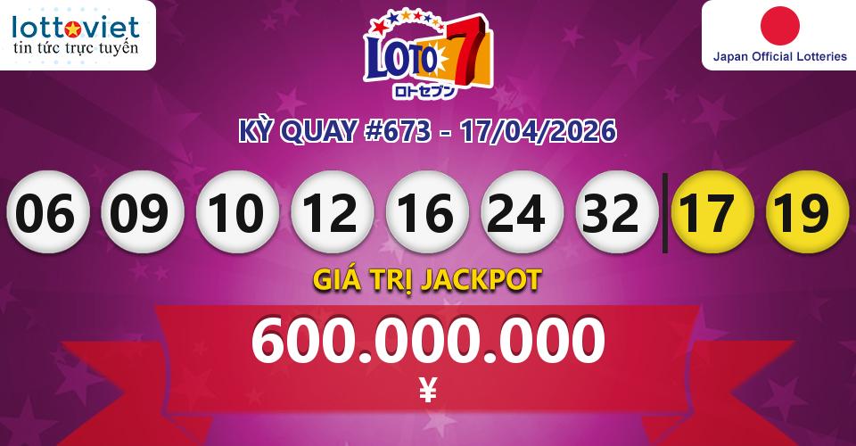 Cập nhật kết quả xổ số Japan Loto 7 hôm nay ngày 17/04/2026
