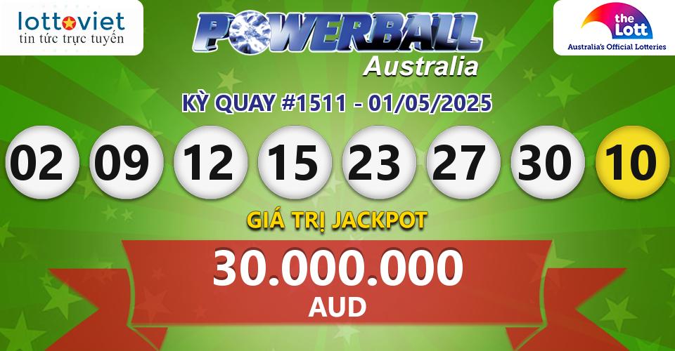 Cập nhật kết quả xổ số Úc Australia PowerBall hôm nay ngày 01/05/2025