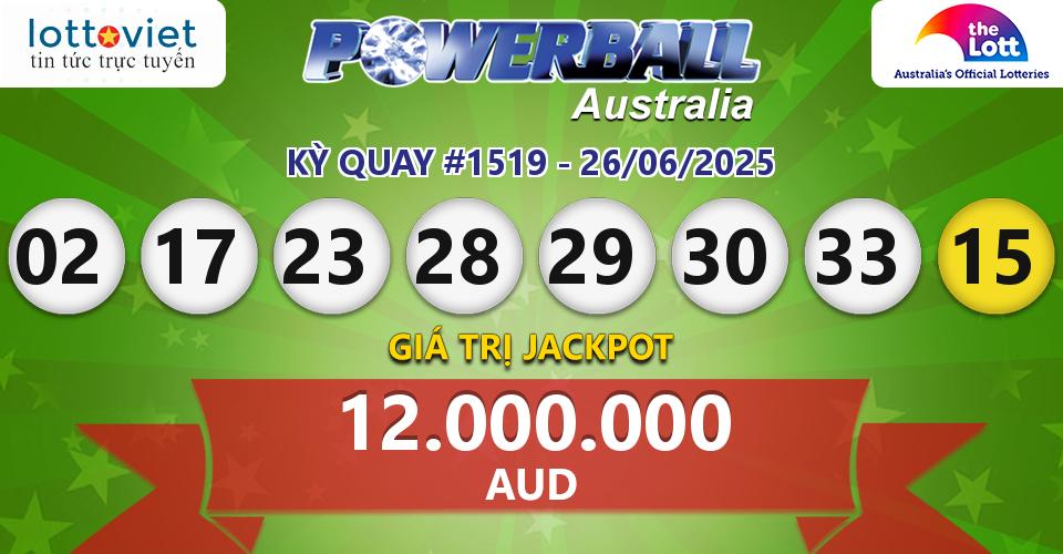 Cập nhật kết quả xổ số Úc Australia PowerBall hôm nay ngày 26/06/2025