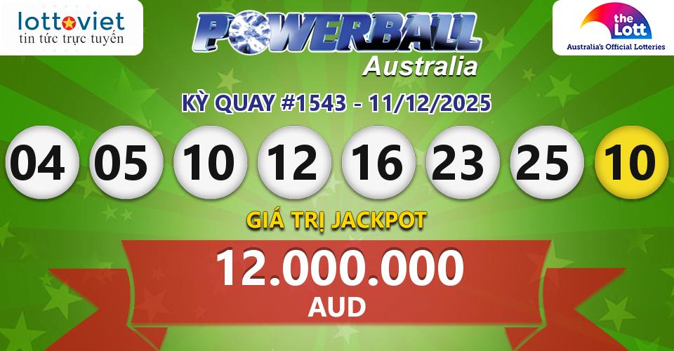 Cập nhật kết quả xổ số Úc Australia PowerBall hôm nay ngày 11/12/2025