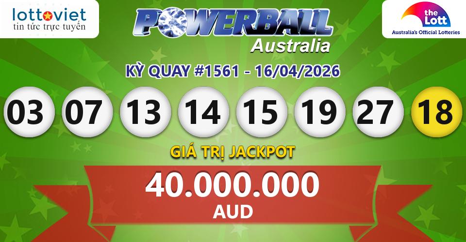 Cập nhật kết quả xổ số Úc Australia PowerBall hôm nay ngày 16/04/2026