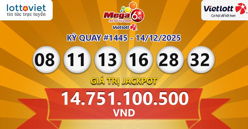 Cập nhật kết quả xổ số Vietlott Mega 6/45 hôm nay ngày 14/12/2025