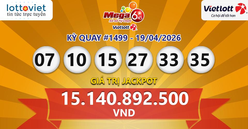Cập nhật kết quả xổ số Vietlott Mega 6/45 hôm nay ngày 19/04/2026