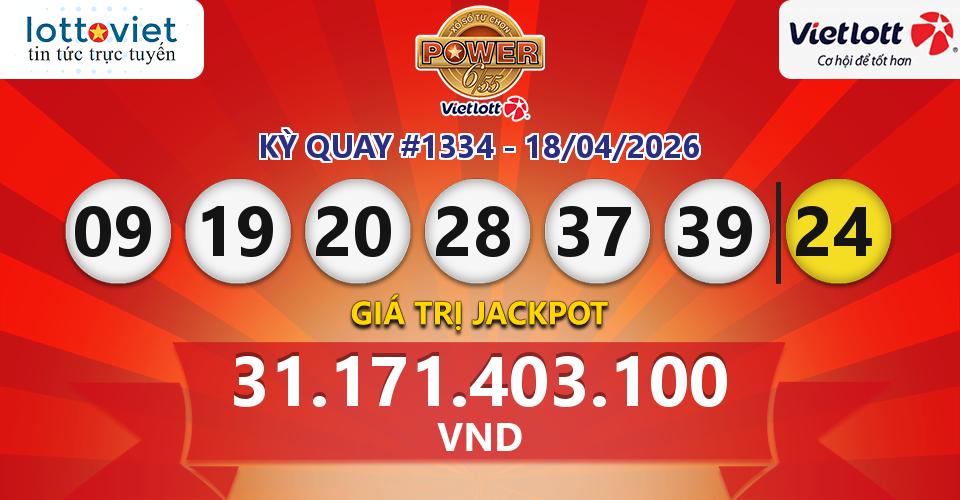 Cập nhật kết quả xổ số Vietlott Power 6/55 hôm nay ngày 18/04/2026